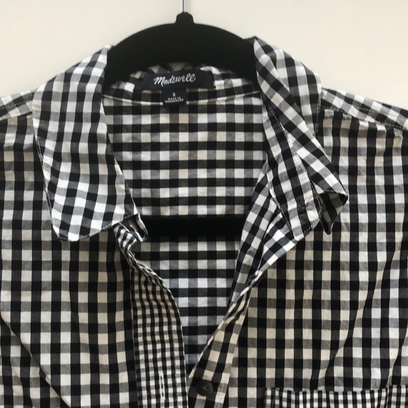 Madewell Gingham Play Button Shirt Top - Picture 4 of 7
